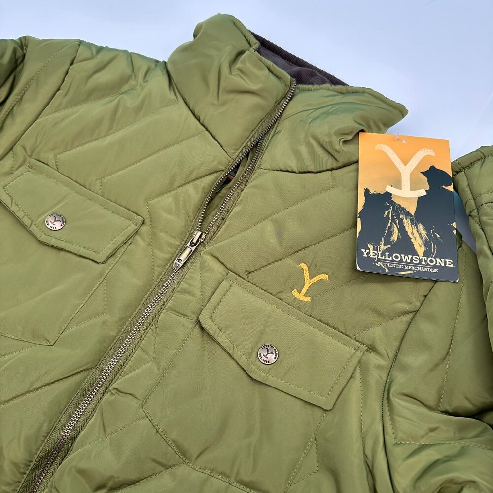 Paramount Womens Yellowstone Dutton Ranch Quilted Barn‎ Jacket, Size Large, Pine